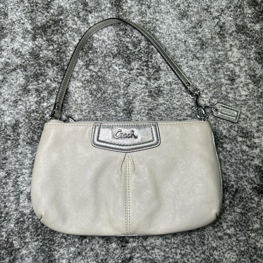 Coach Metallic Silver and Cream Shoulder Bag